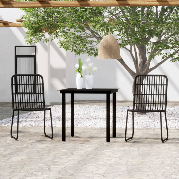 NNEVL 3 Piece Garden Dining Set Black