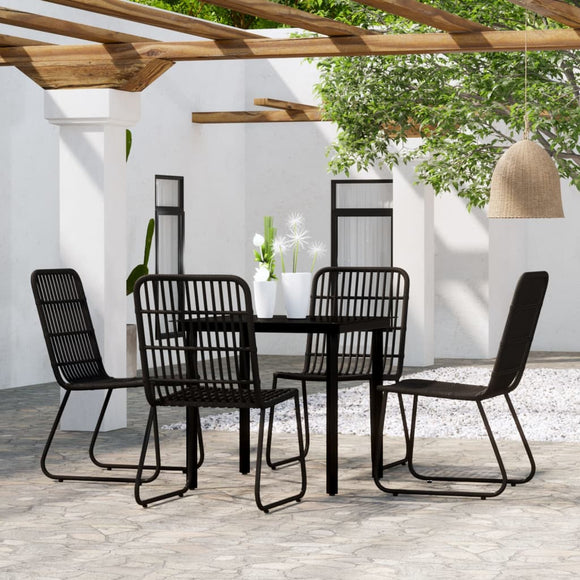 NNEVL 5 Piece Garden Dining Set Black