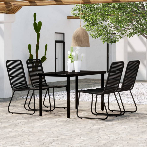 NNEVL 5 Piece Garden Dining Set Black