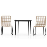 NNEVL 3 Piece Garden Dining Set Oak