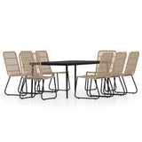 NNEVL 9 Piece Garden Dining Set Oak