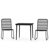 NNEVL 3 Piece Garden Dining Set Black
