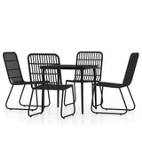 NNEVL 5 Piece Garden Dining Set Black
