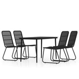 NNEVL 5 Piece Garden Dining Set Black