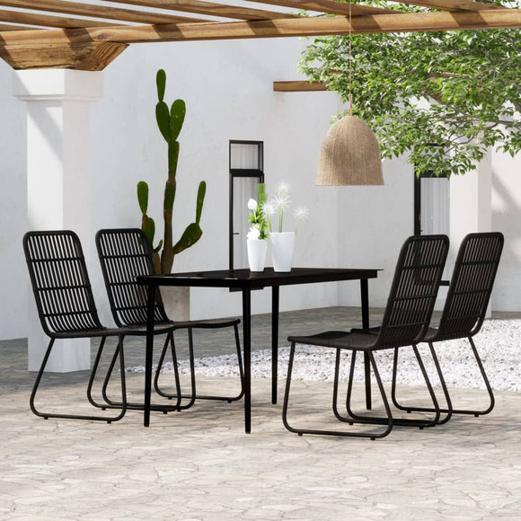 NNEVL 5 Piece Garden Dining Set Black