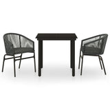 NNEVL 3 Piece Garden Dining Set Anthracite