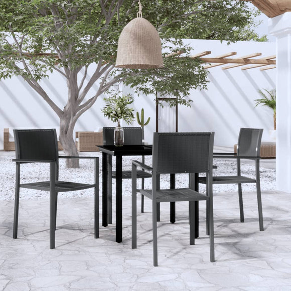 NNEVL 5 Piece Garden Dining Set Black