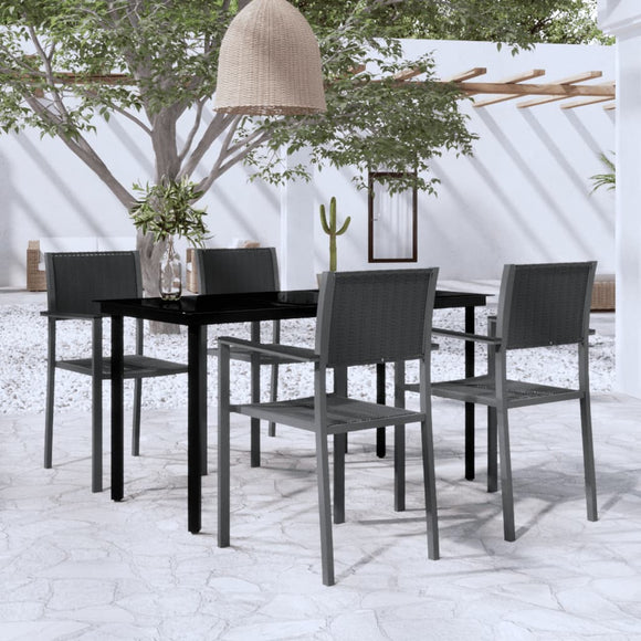 NNEVL 5 Piece Garden Dining Set Black