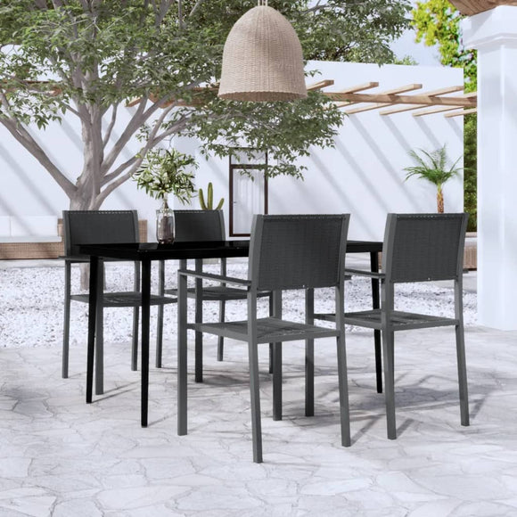 NNEVL 5 Piece Garden Dining Set Black