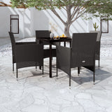 NNEVL 5 Piece Garden Dining Set with Cushions Black