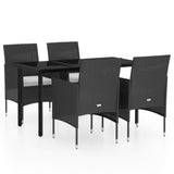 NNEVL 5 Piece Garden Dining Set with Cushions Black