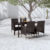 NNEVL 5 Piece Garden Dining Set with Cushions Black