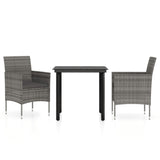NNEVL 3 Piece Garden Dining Set with Cushions Grey and Black