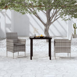 NNEVL 3 Piece Garden Dining Set with Cushions Grey and Black