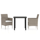 NNEVL 3 Piece Garden Dining Set with Cushions Beige and Black