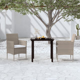 NNEVL 3 Piece Garden Dining Set with Cushions Beige and Black