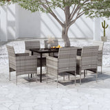 NNEVL 7 Piece Garden Dining Set with Cushions Grey and Black