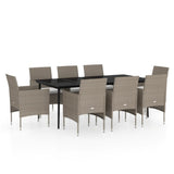 NNEVL 9 Piece Garden Dining Set with Cushions Beige and Black