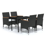 NNEVL 5 Piece Outdoor Dining Set with Cushions Black