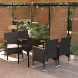 NNEVL 5 Piece Outdoor Dining Set with Cushions Black