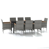 NNEVL 9 Piece Garden Dining Set with Cushions Grey and Black