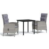 NNEVL 3 Piece Outdoor Dining Set with Cushions Grey and Black