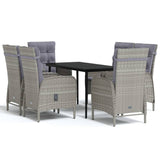 NNEVL 7 Piece Outdoor Dining Set with Cushions Grey and Black