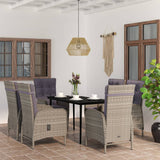 NNEVL 7 Piece Outdoor Dining Set with Cushions Grey and Black