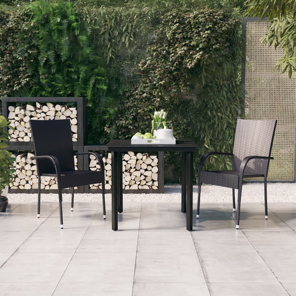 NNEVL 3 Piece Outdoor Dining Set Black