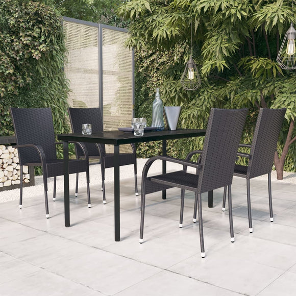 NNEVL 5 Piece Outdoor Dining Set Black