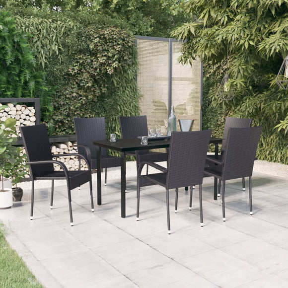 NNEVL 7 Piece Outdoor Dining Set Black