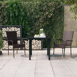NNEVL 3 Piece Outdoor Dining Set Brown and Black