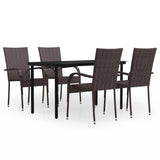 NNEVL 5 Piece Outdoor Dining Set Brown and Black