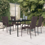 NNEVL 5 Piece Outdoor Dining Set Brown and Black