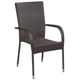 NNEVL 7 Piece Outdoor Dining Set Brown and Black