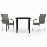NNEVL 3 Piece Garden Dining Set Grey and Black