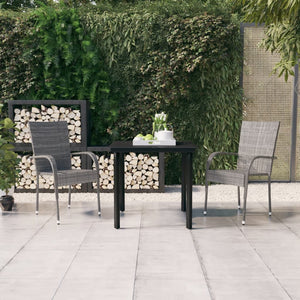 NNEVL 3 Piece Garden Dining Set Grey and Black