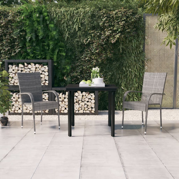 NNEVL 3 Piece Garden Dining Set Grey and Black