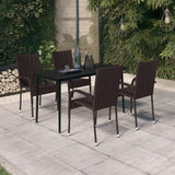NNEVL 5 Piece Garden Dining Set Brown and Black