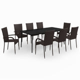 NNEVL 9 Piece Garden Dining Set Brown and Black