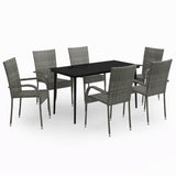NNEVL 7 Piece Garden Dining Set Grey and Black