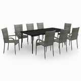 NNEVL 9 Piece Garden Dining Set Grey and Black