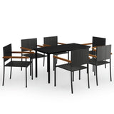 NNEVL 7 Piece Garden Dining Set Black