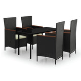 NNEVL 5 Piece Garden Dining Set with Cushions Black