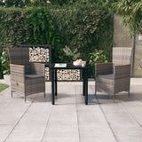 NNEVL 3 Piece Garden Dining Set with Cushions Grey