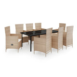 NNEVL 9 Piece Garden Dining Set with Cushions Beige