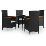 NNEVL 5 Piece Garden Dining Set with Cushions Black