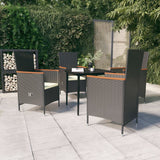 NNEVL 5 Piece Garden Dining Set with Cushions Black
