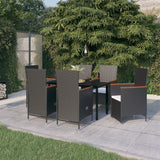 NNEVL 7 Piece Garden Dining Set with Cushions Black