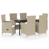 NNEVL 7 Piece Garden Dining Set with Cushions Beige